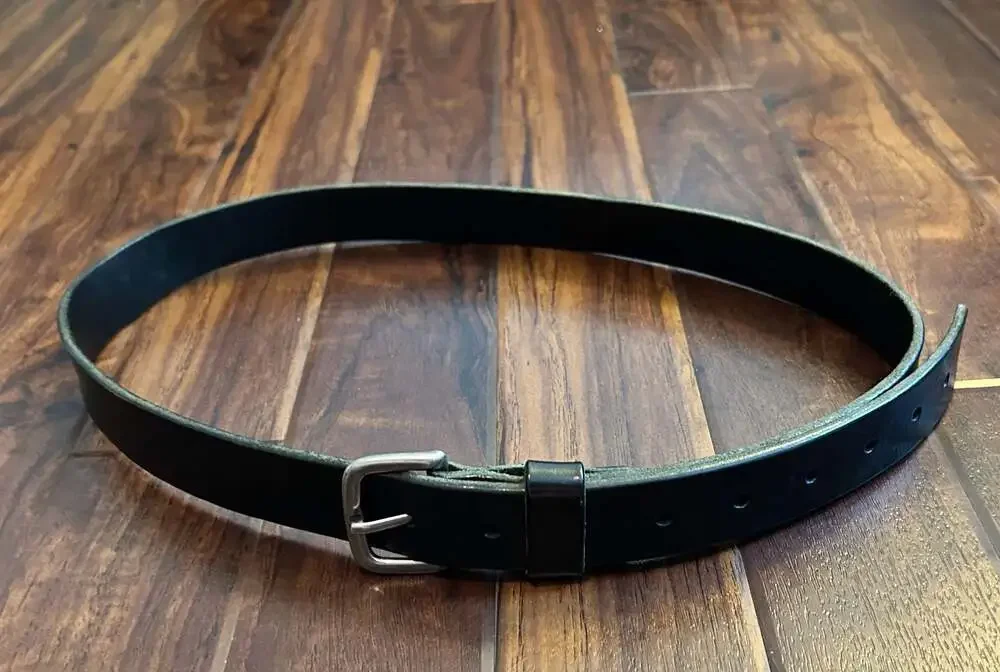 Marc Jacobs Black Leather Casual Belt Matte Silver Buckle Luxury Office Designer